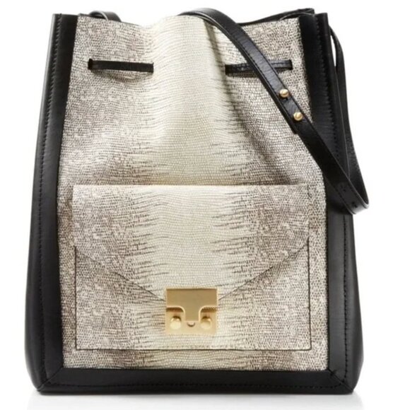 Loeffler Randall Bucket Tote Leather Snakeskin Shoulder Bag Great Condition - Picture 1 of 2